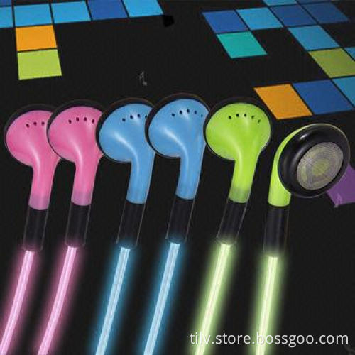 Newest 3.5mm Jack el Light up Wire Earphone with Microphone